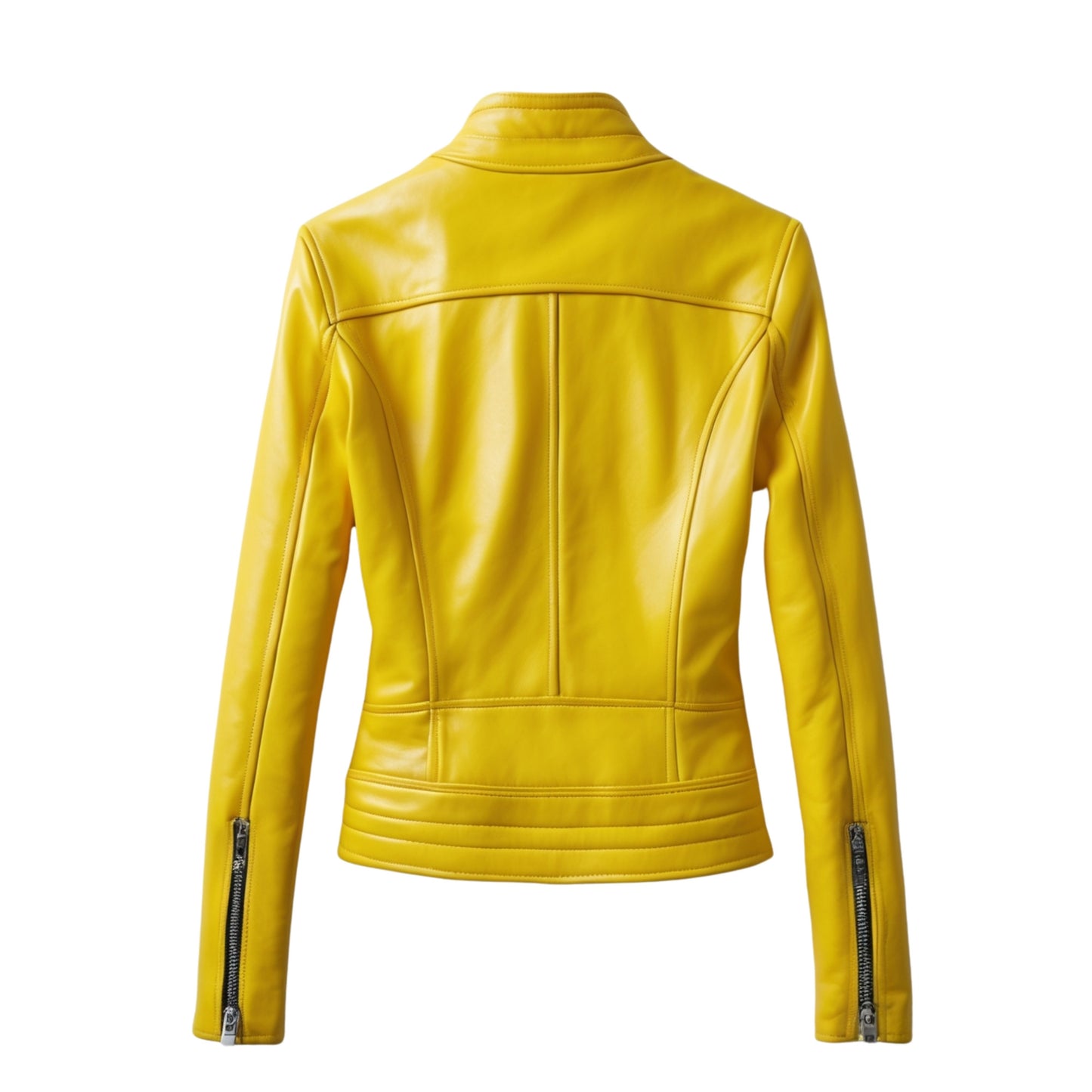 Womens Yellow Real Leather Moto Jacket – Slim Fit Biker Style