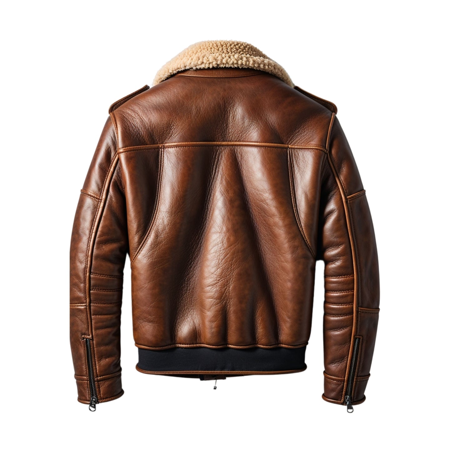 Men Real Leather Bomber Jacket Shearling Collar Modern Classic Design Everyday Comfort Timeless Style