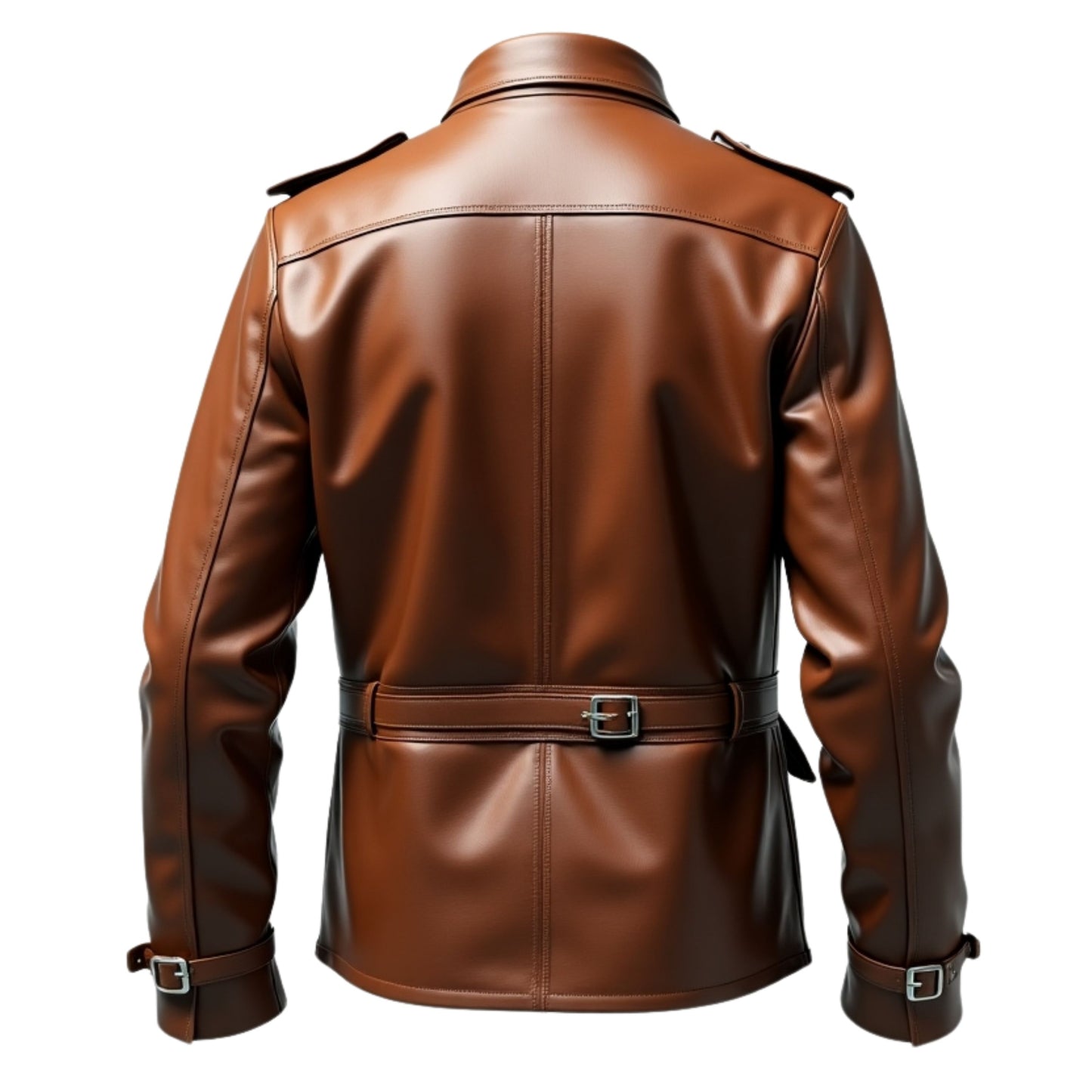 Men's Brown Leather Field Jacket: Four Flap Pockets, Rugged Outdoor Style