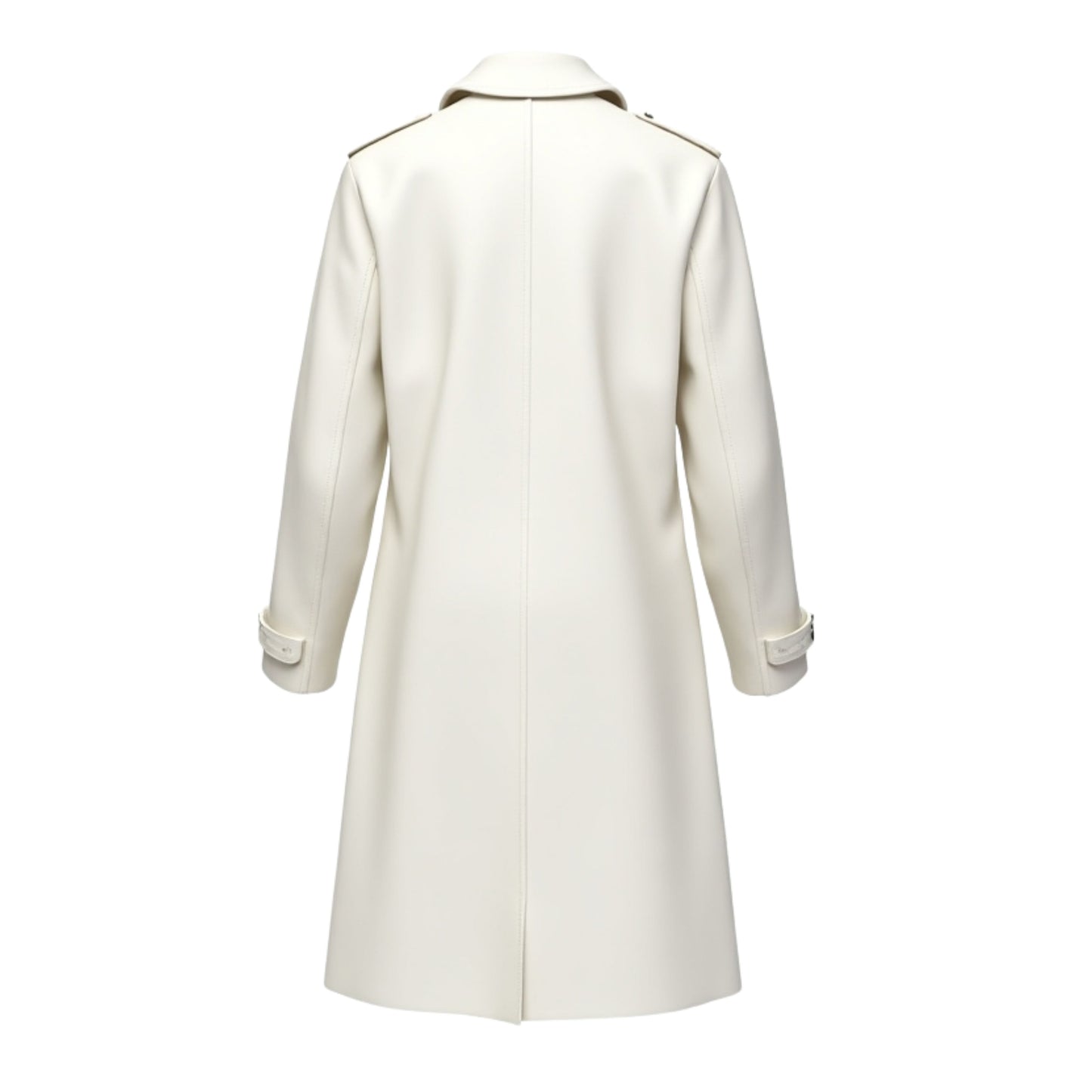 Women's White Lambskin Leather Double Breasted Trench Coat – Belted Overcoat