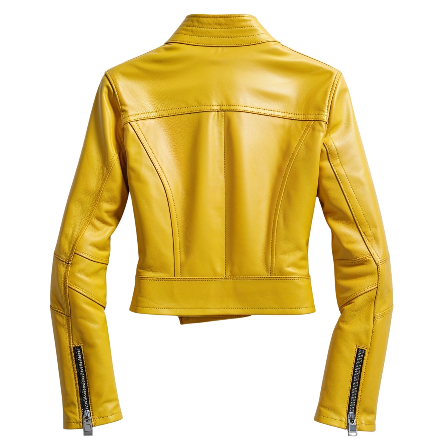 Womens Yellow Real Leather Moto Jacket – Slim Fit Biker Style Outerwear