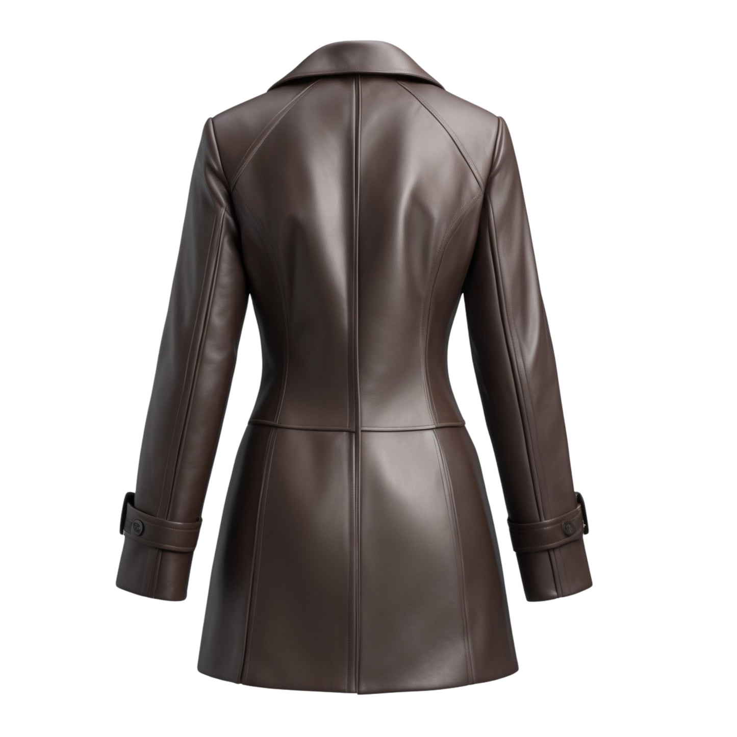 Brown Real Leather Tailored Blazer Coat – Slim Fit Work Evening Outerwear