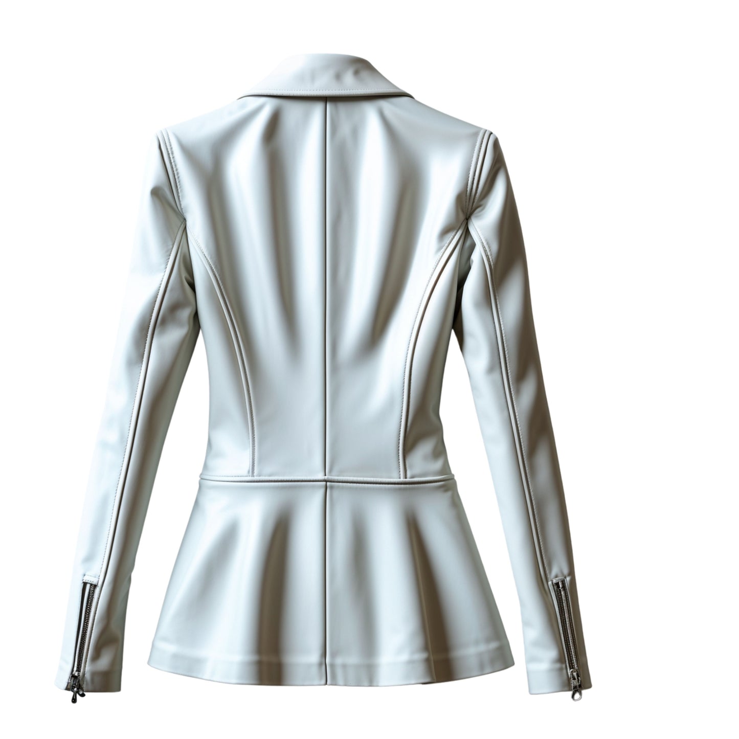 Women's Ivory Real Leather Blazer Jacket – Slim Fit Notched Lapel Tailored Outerwear