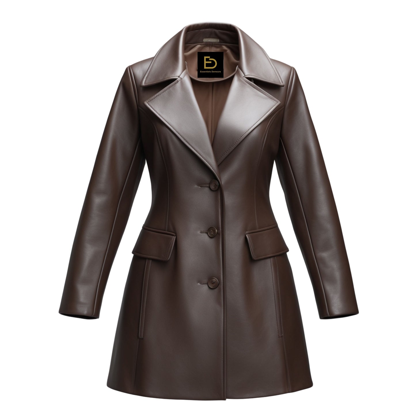 Brown Real Leather Tailored Blazer Jacket – Slim Fit Work Evening Coat