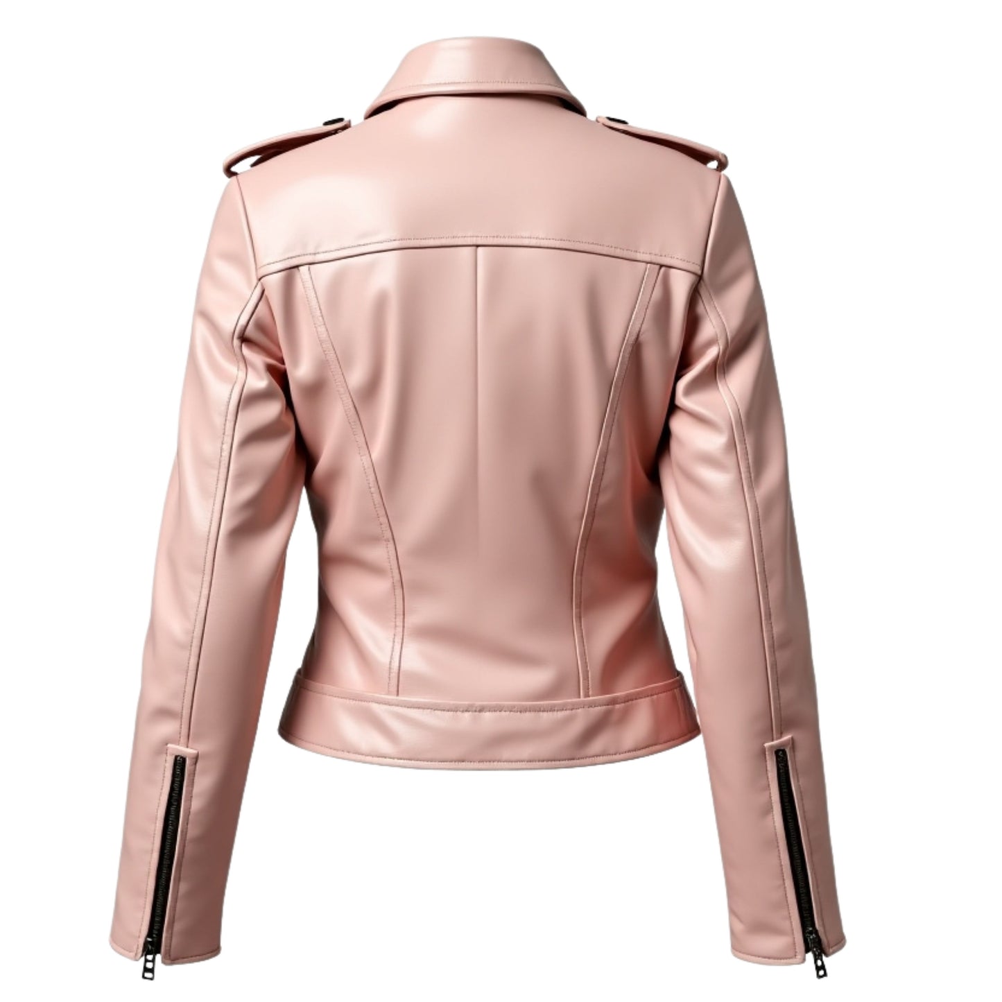 Womens Blush Pink Lambskin Leather Biker Jacket – Slim Fit Moto Style