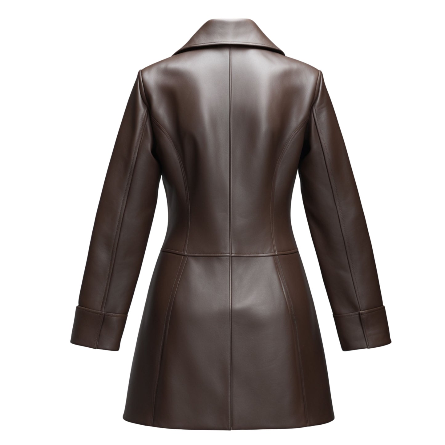 Brown Real Leather Tailored Blazer Jacket – Slim Fit Work Evening Coat