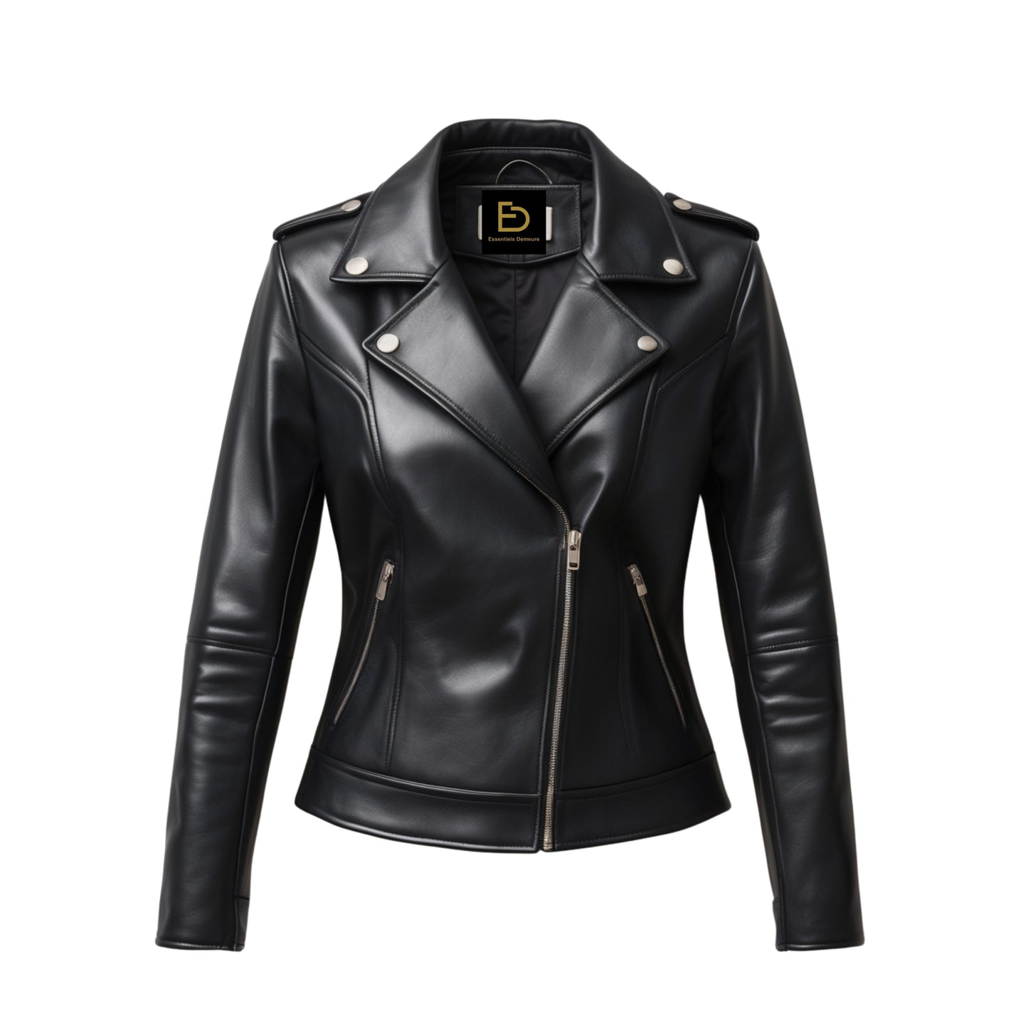 Black Real Leather Slim Fit Biker Jacket: Moto Style Streetwear Outerwear