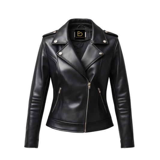 Black Real Leather Slim Fit Biker Jacket: Moto Style Streetwear Outerwear