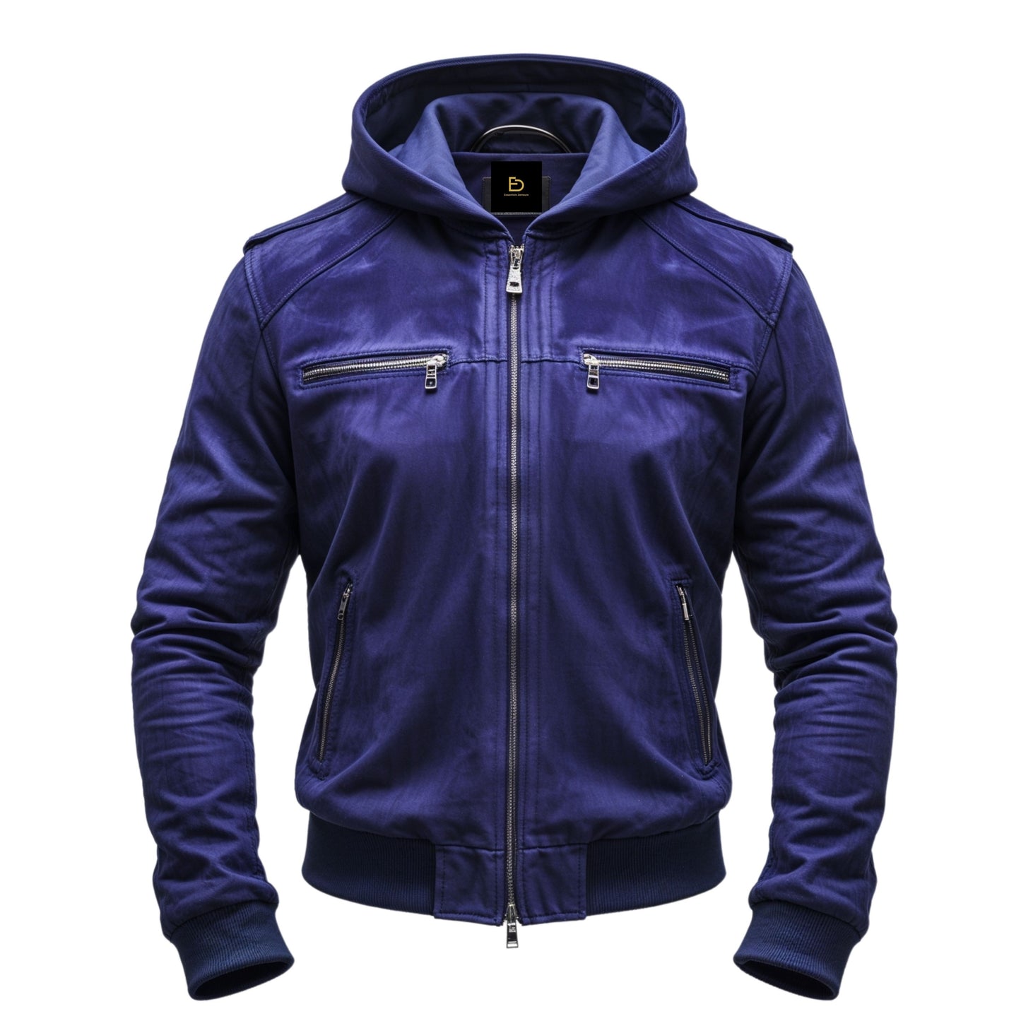 Modern Hooded Jacket Front Zipper Zip Pockets Ribbed Cuffs Designed Stylish Comfort Everyday Versatility