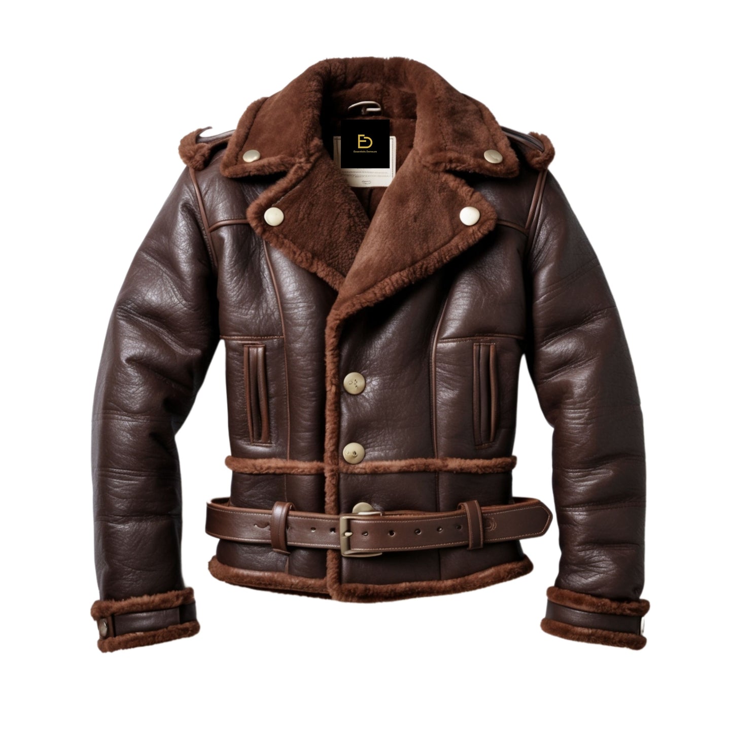Men's Shearling Aviator Jacket: Real Leather, Warm Fur Lined Bomber Style