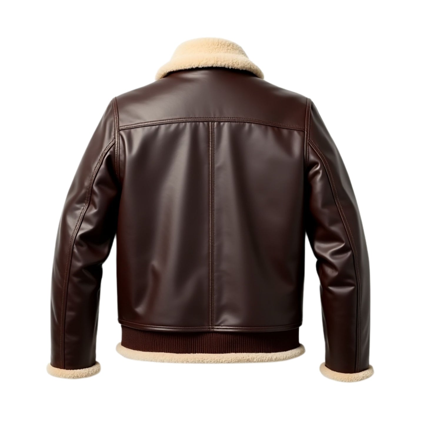 Men's Brown Real Leather Aviator Jacket with Shearling Collar – Winter Warmth Classic Style