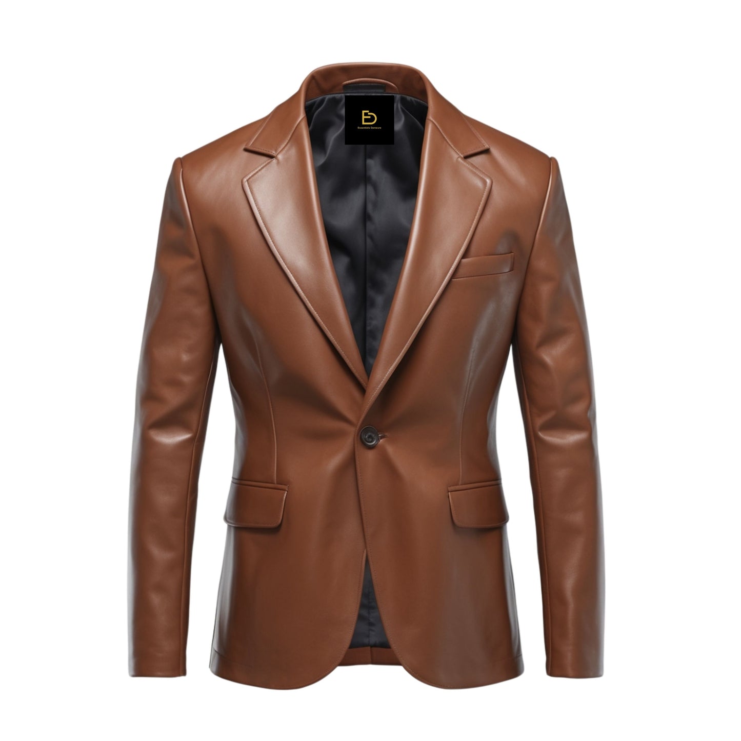 Men's Real Leather Blazer Jacket: Slim Fit, One Button, Notched Lapels – Business Casual Style