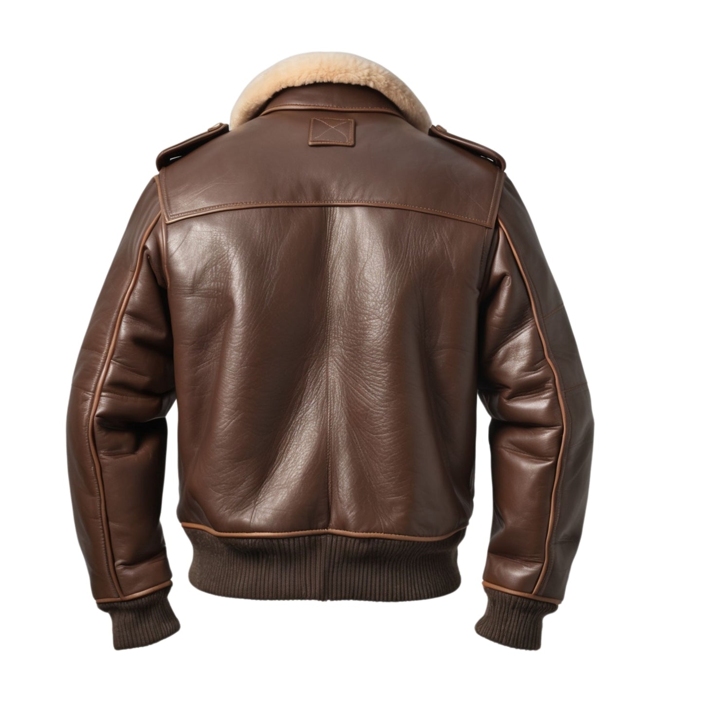 Classic Shearling Collar Leather Bomber Jacket Warm Lining Spacious Pockets Winter Comfort Timeless Style
