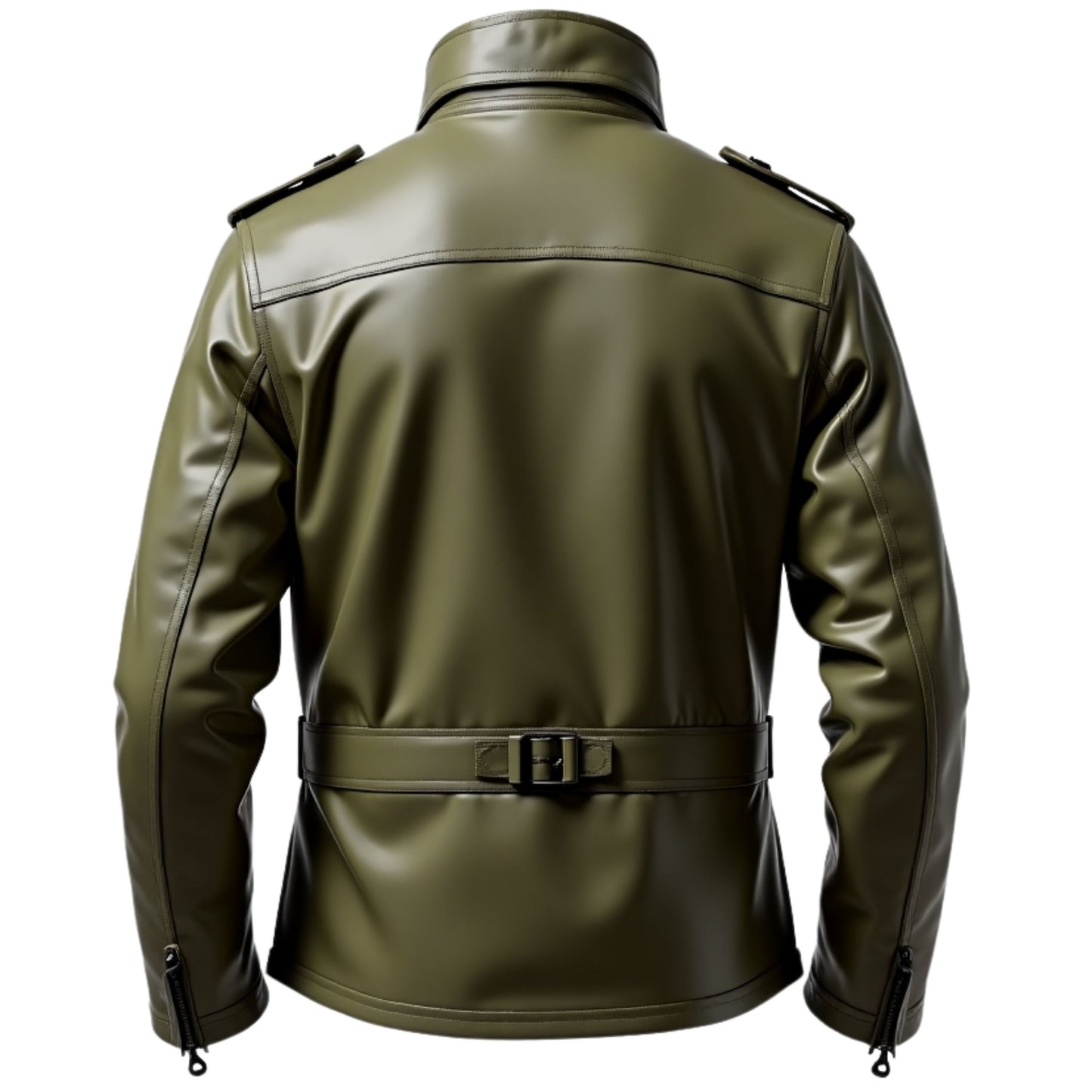 Men's Olive Green Real Leather Field Jacket – Rugged Utility Style