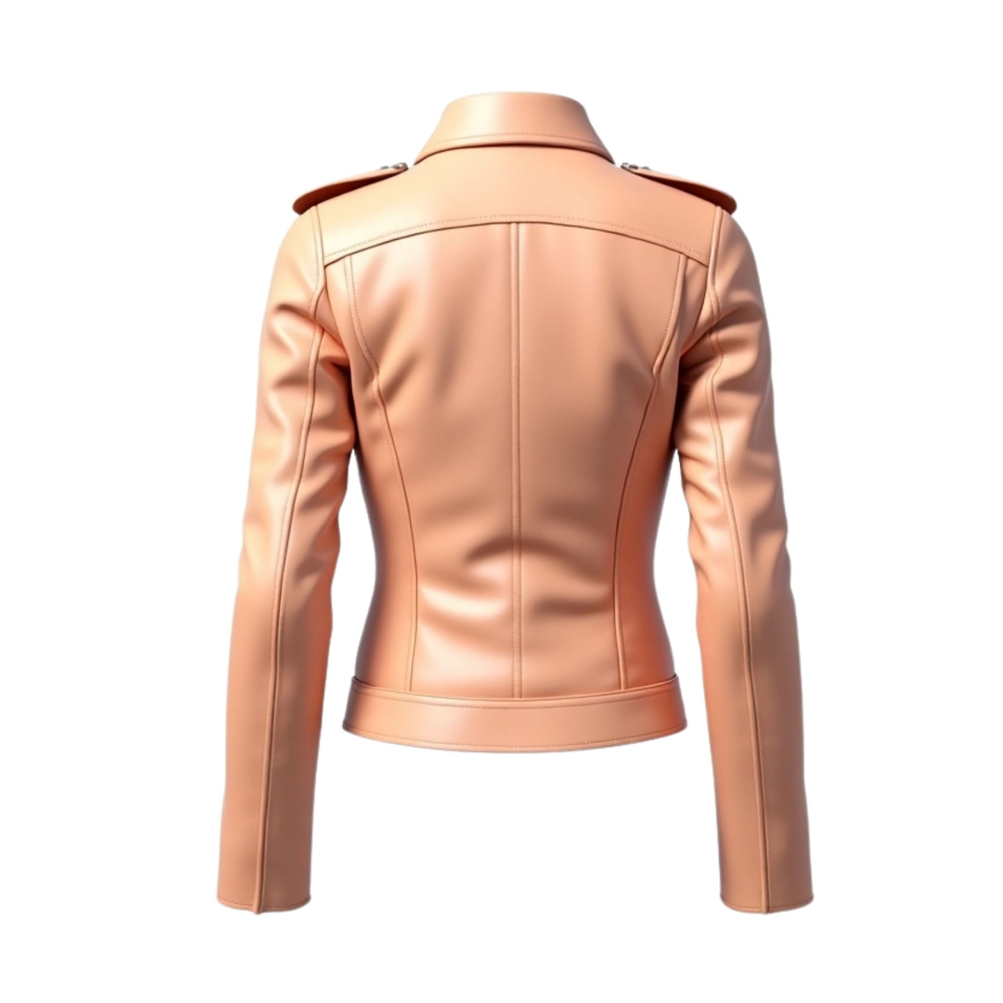 Womens Peach Lambskin Leather Biker Jacket – Slim Fit Belted Moto Style